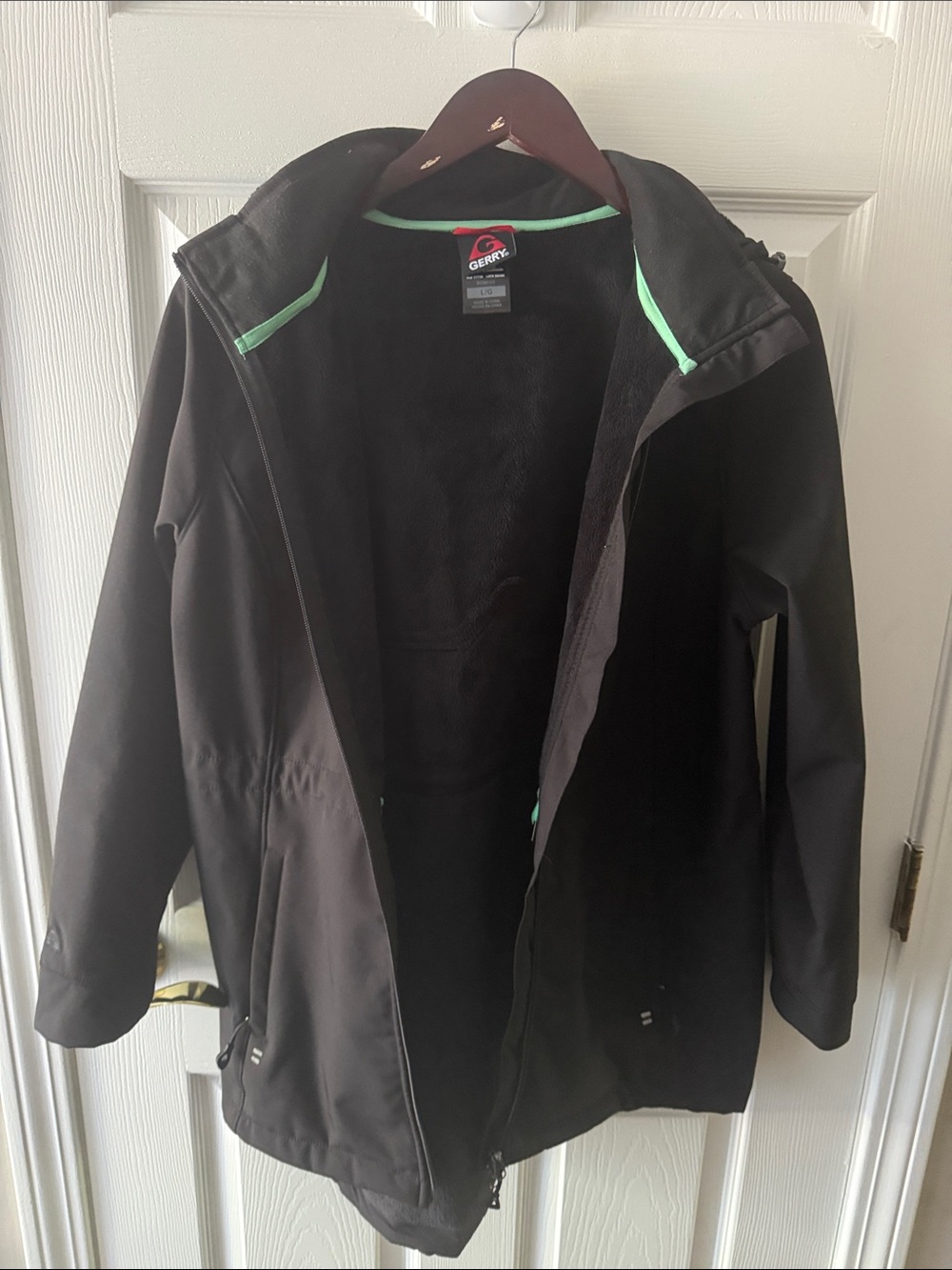 Gerry Black Hooded coat with Mint Trim